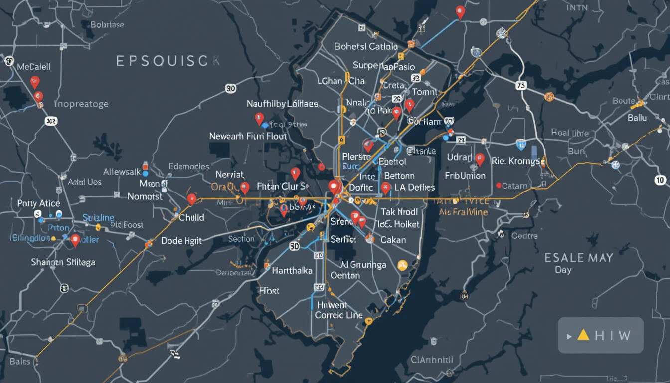 Map of the NJ Transit system highlighting the routes affected by the recent measles exposure