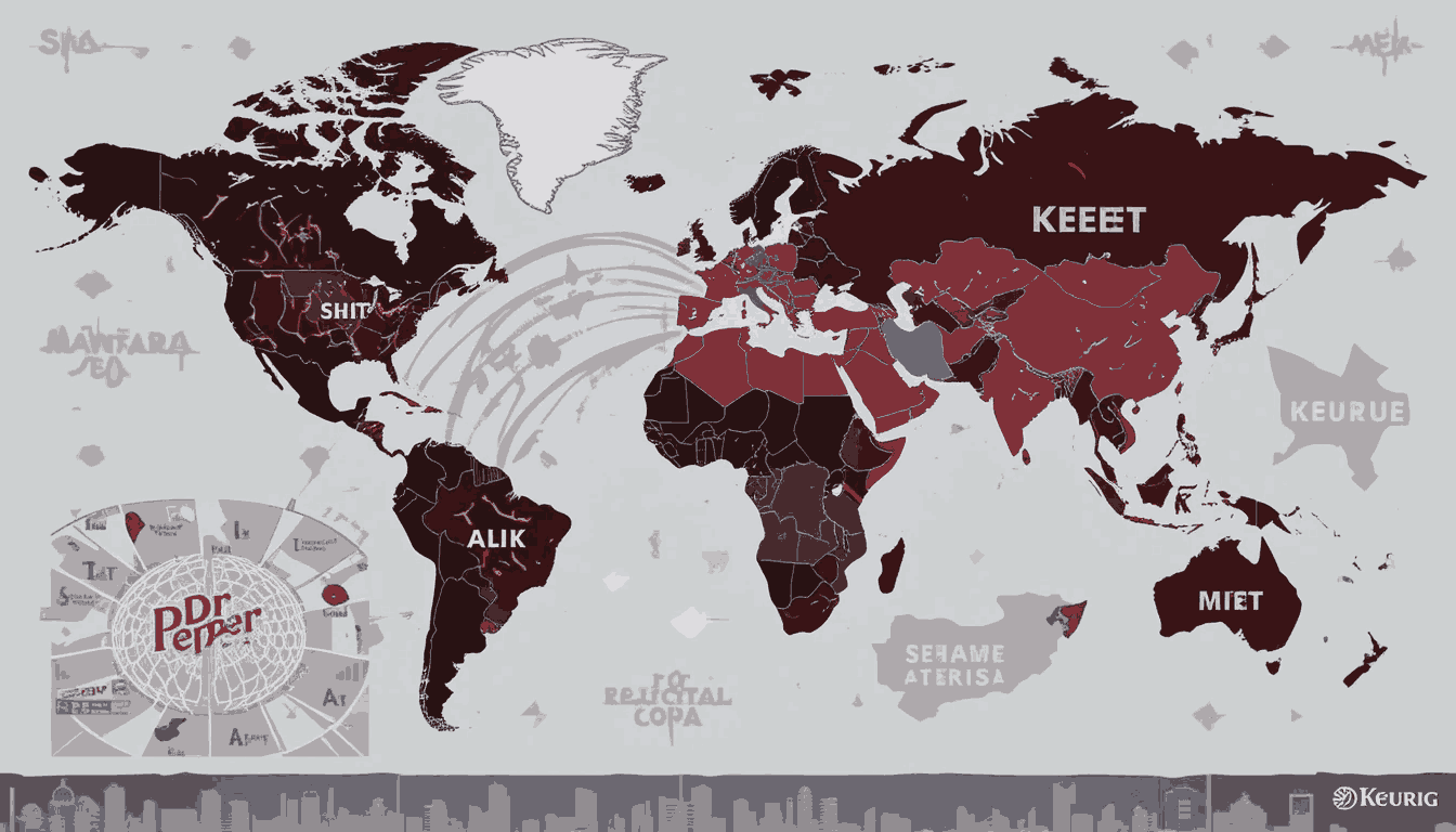 World map showing the combined global reach of Keurig Dr Pepper and JDE Peet's after the acquisition