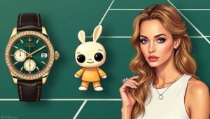 Lindsay Lohan's US Open style, featuring luxury watches and the trendy Labubu art toy, representing the ultimate celebrity bling