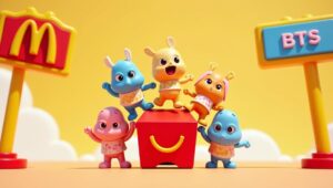 The complete McDonald's TinyTAN Happy Meal collection with BTS character toys